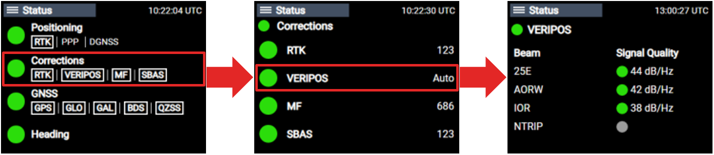 Corrections > Veripos from the Status page